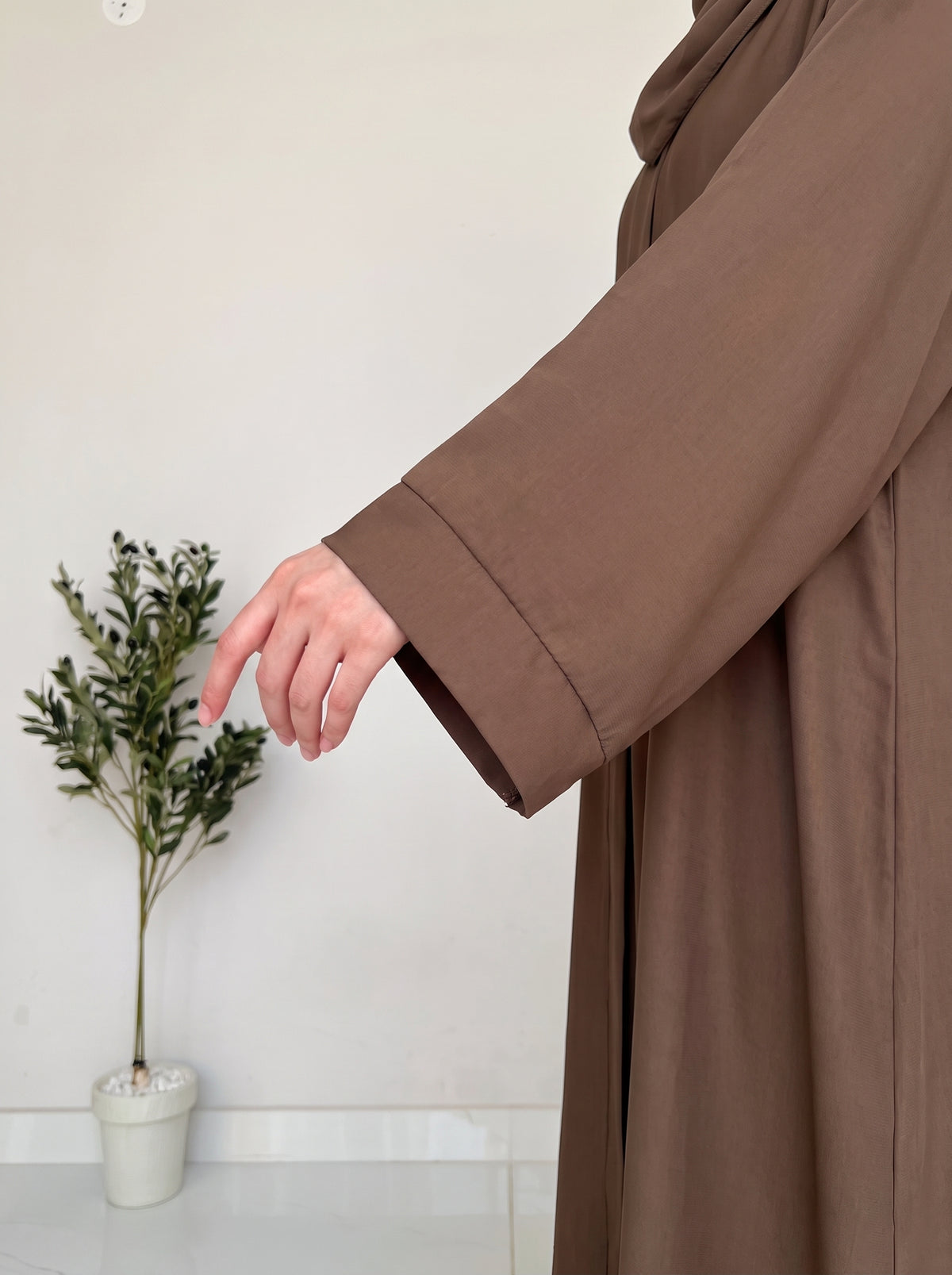Everyday Front Open Abaya - Brown