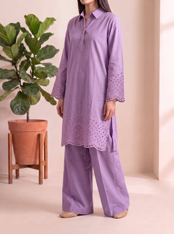 NURA- 2PC COTTON COORD SET- LILAC