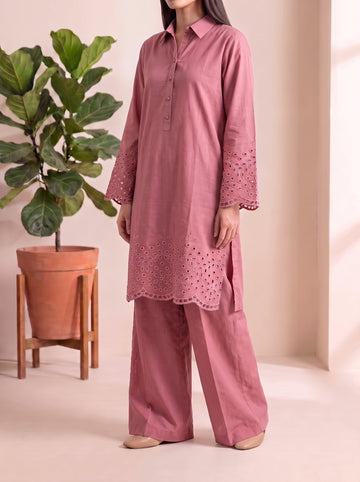 NURA- 2PC COTTON COORD SET- TEA PINK
