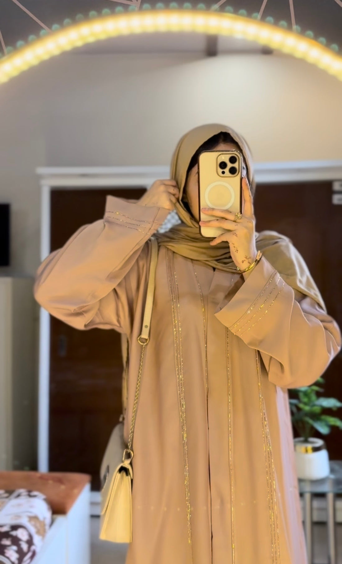 Rimal Embellished Abaya- Beige
