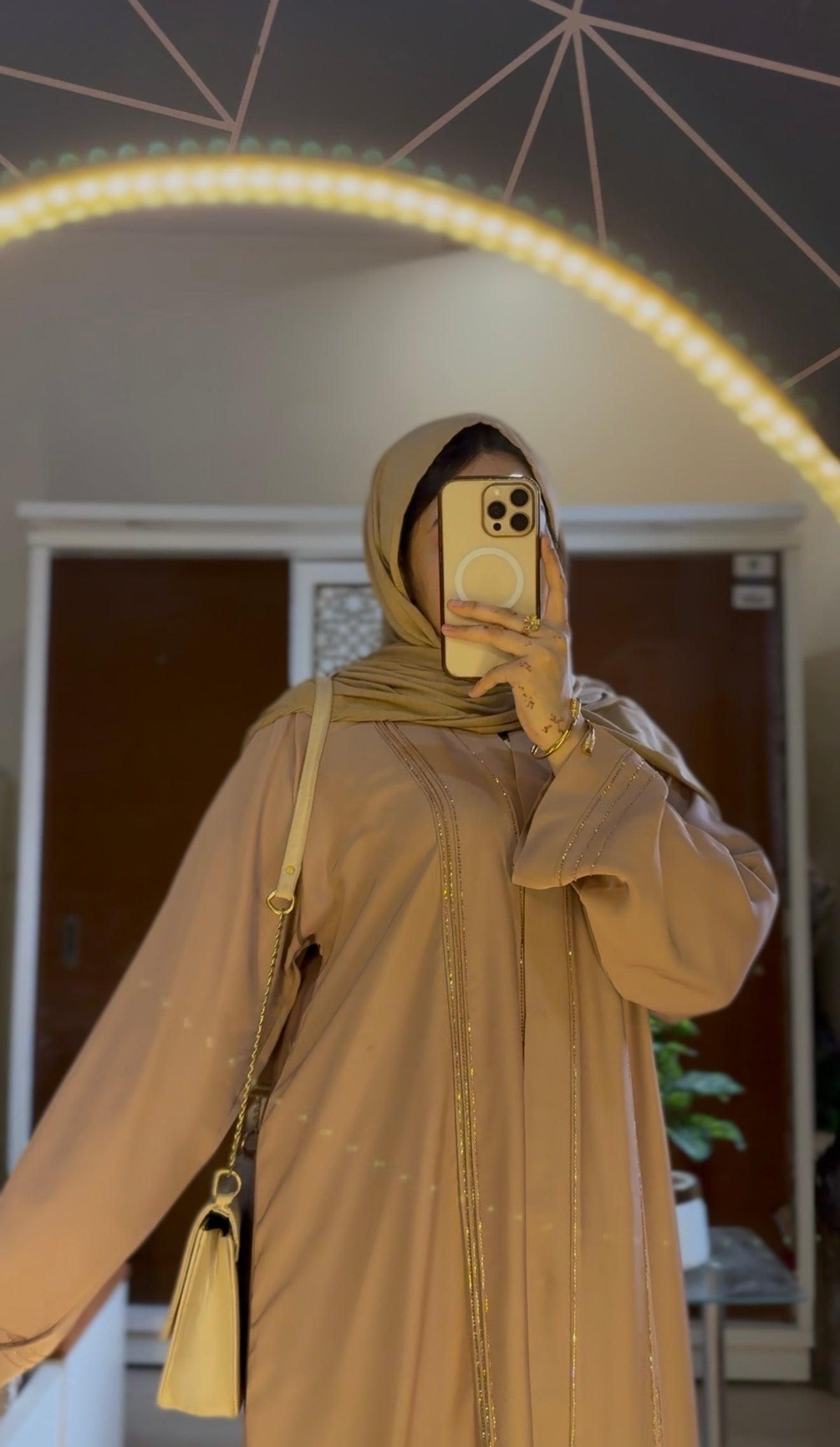 Rimal Embellished Abaya- Beige