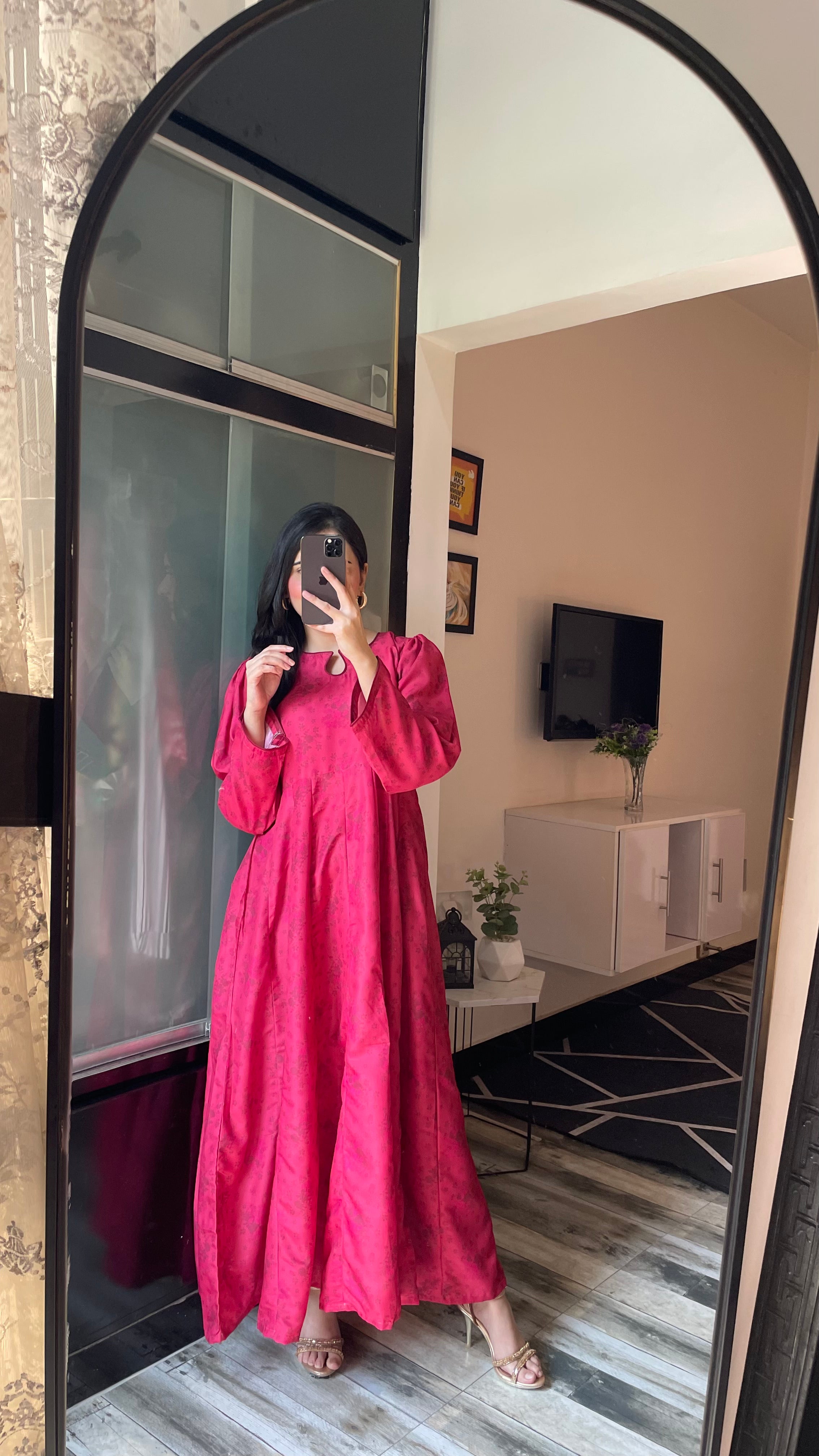 Fuchsia- Long A-line Dress