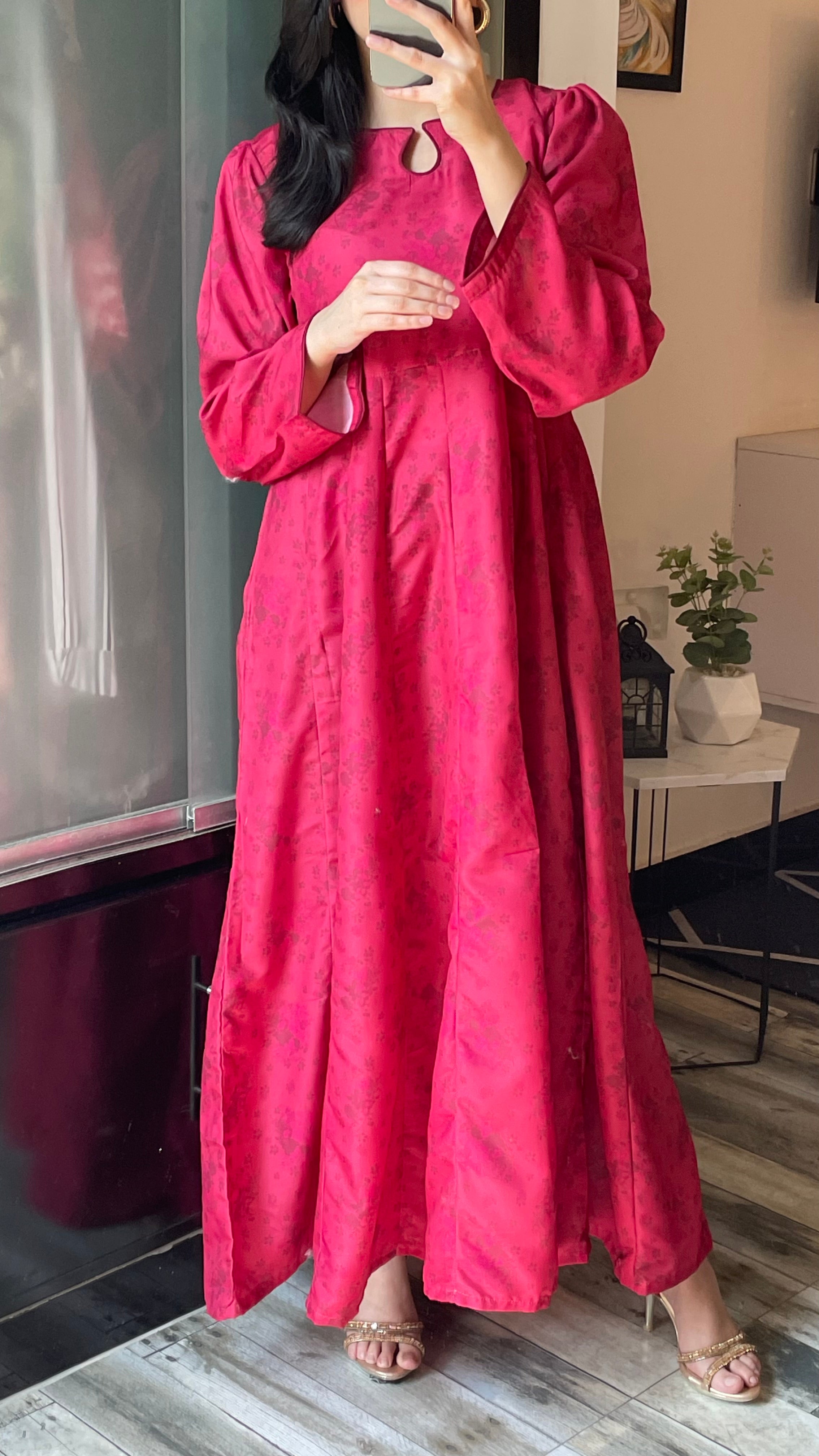 Fuchsia- Long A-line Dress