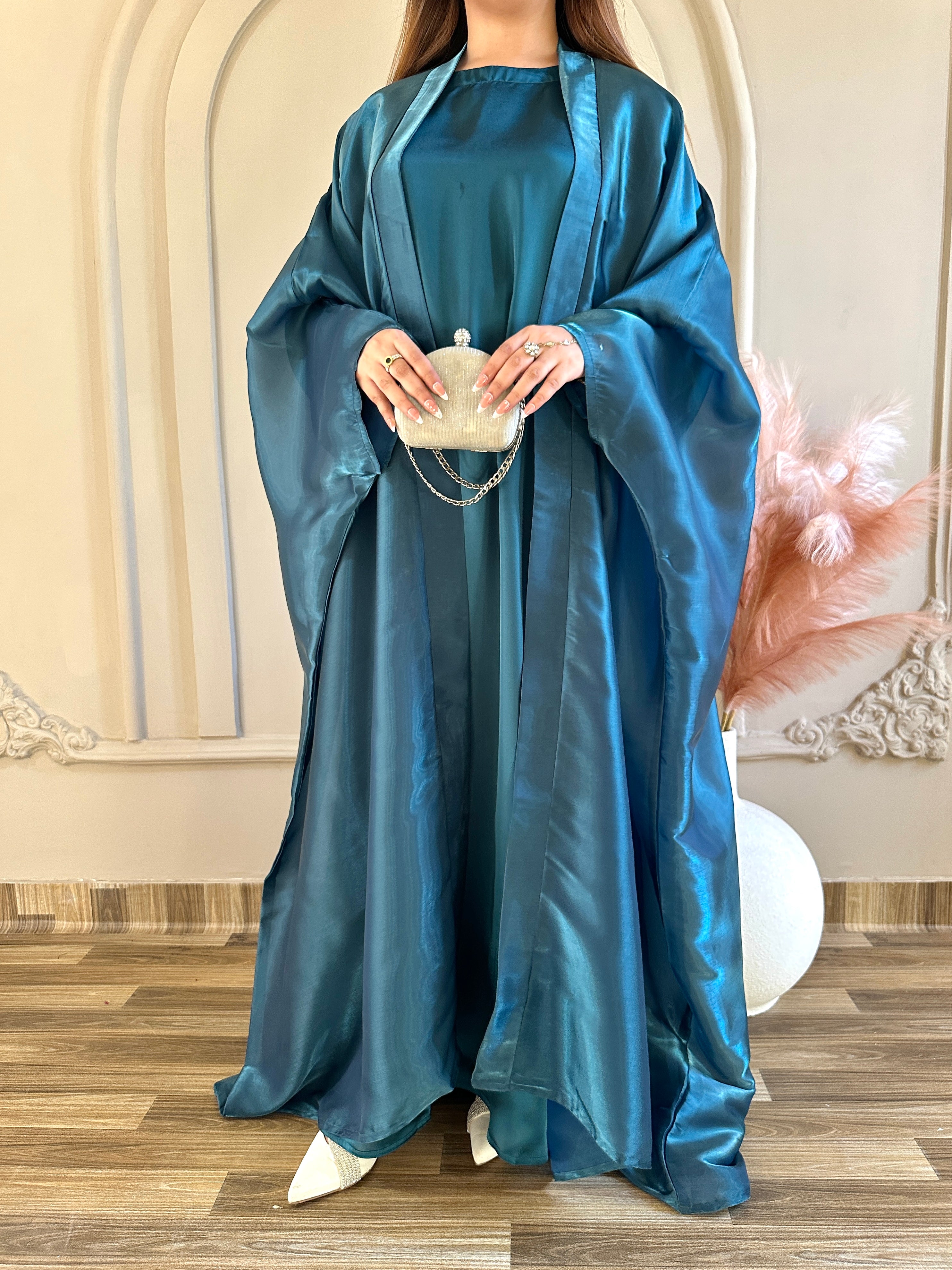 Moonveil Abaya-Teal