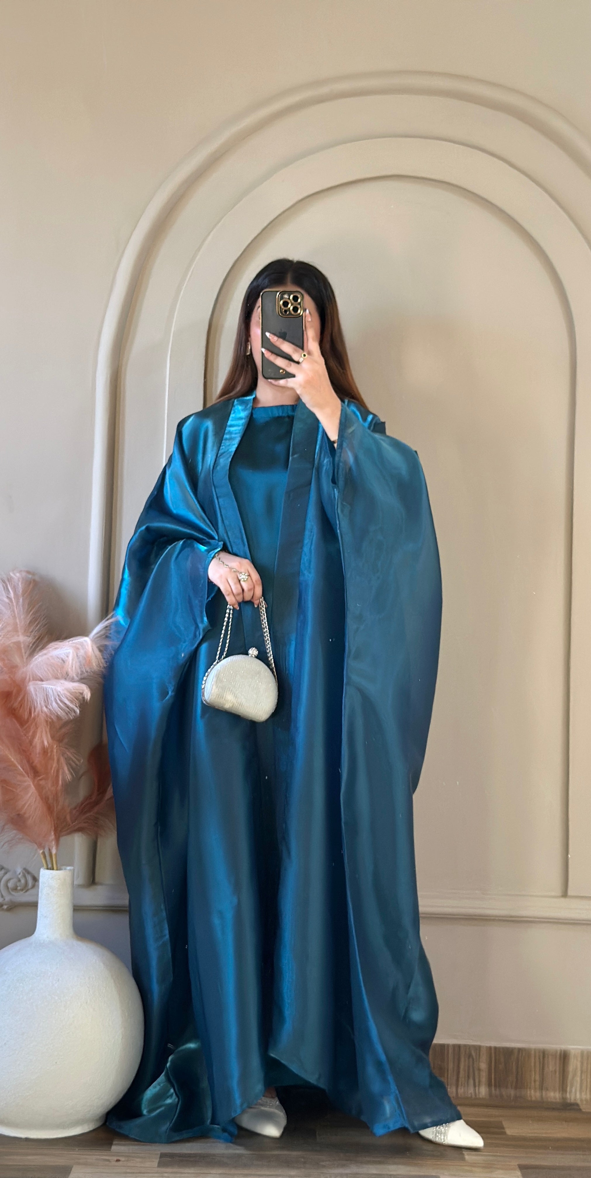Moonveil Abaya-Teal