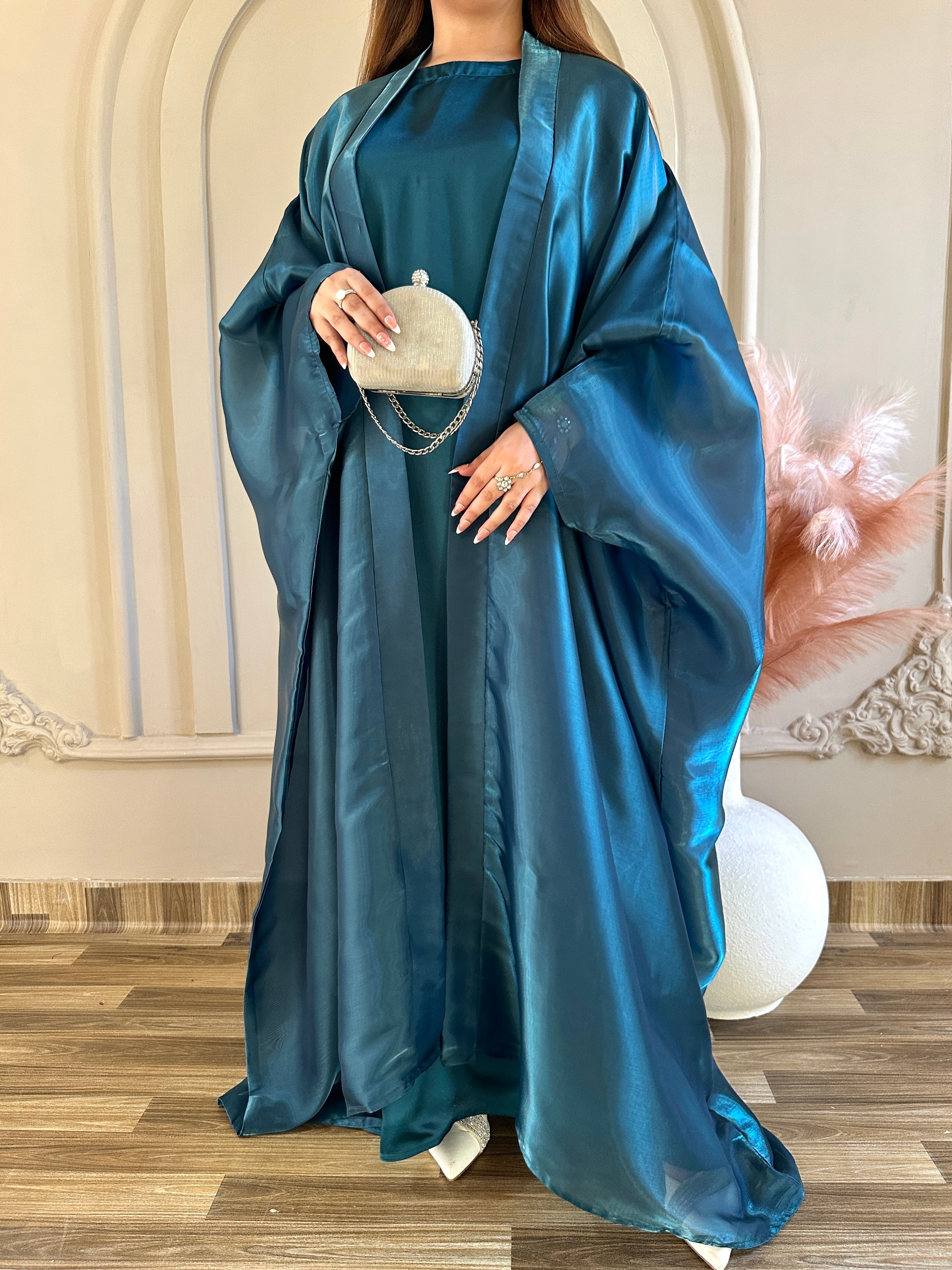 Moonveil Abaya-Teal