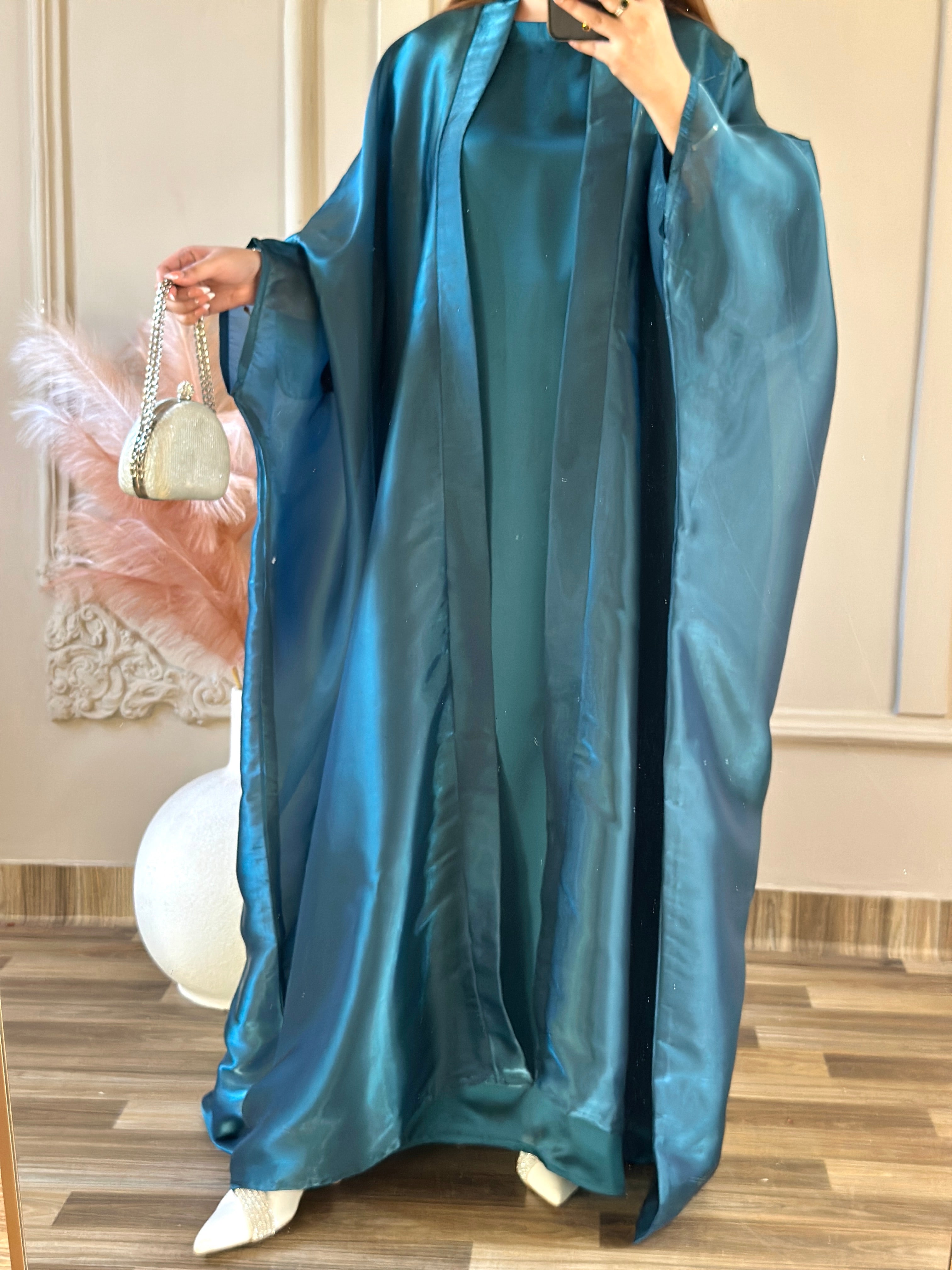 Moonveil Abaya-Teal