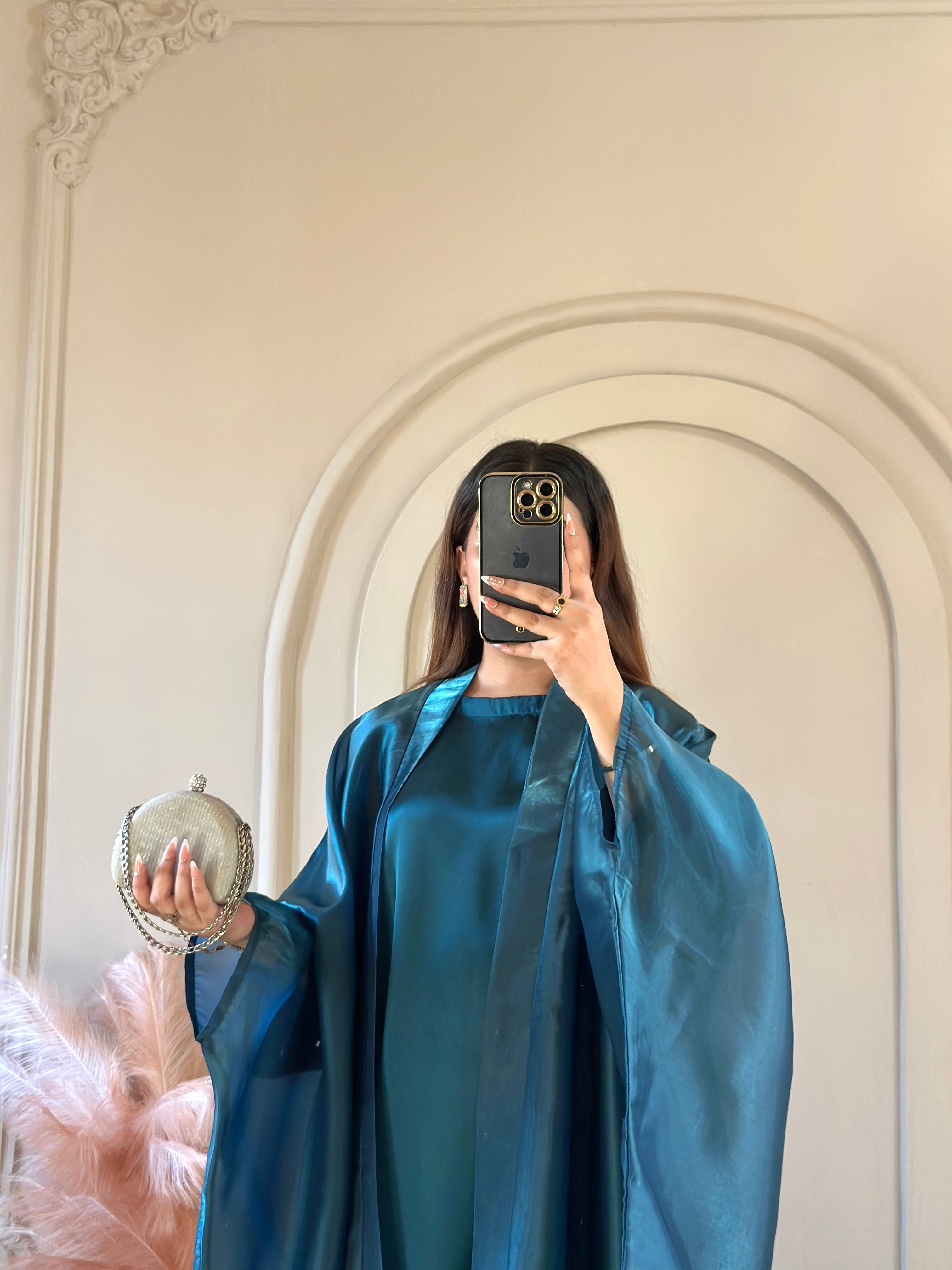 Moonveil Abaya-Teal