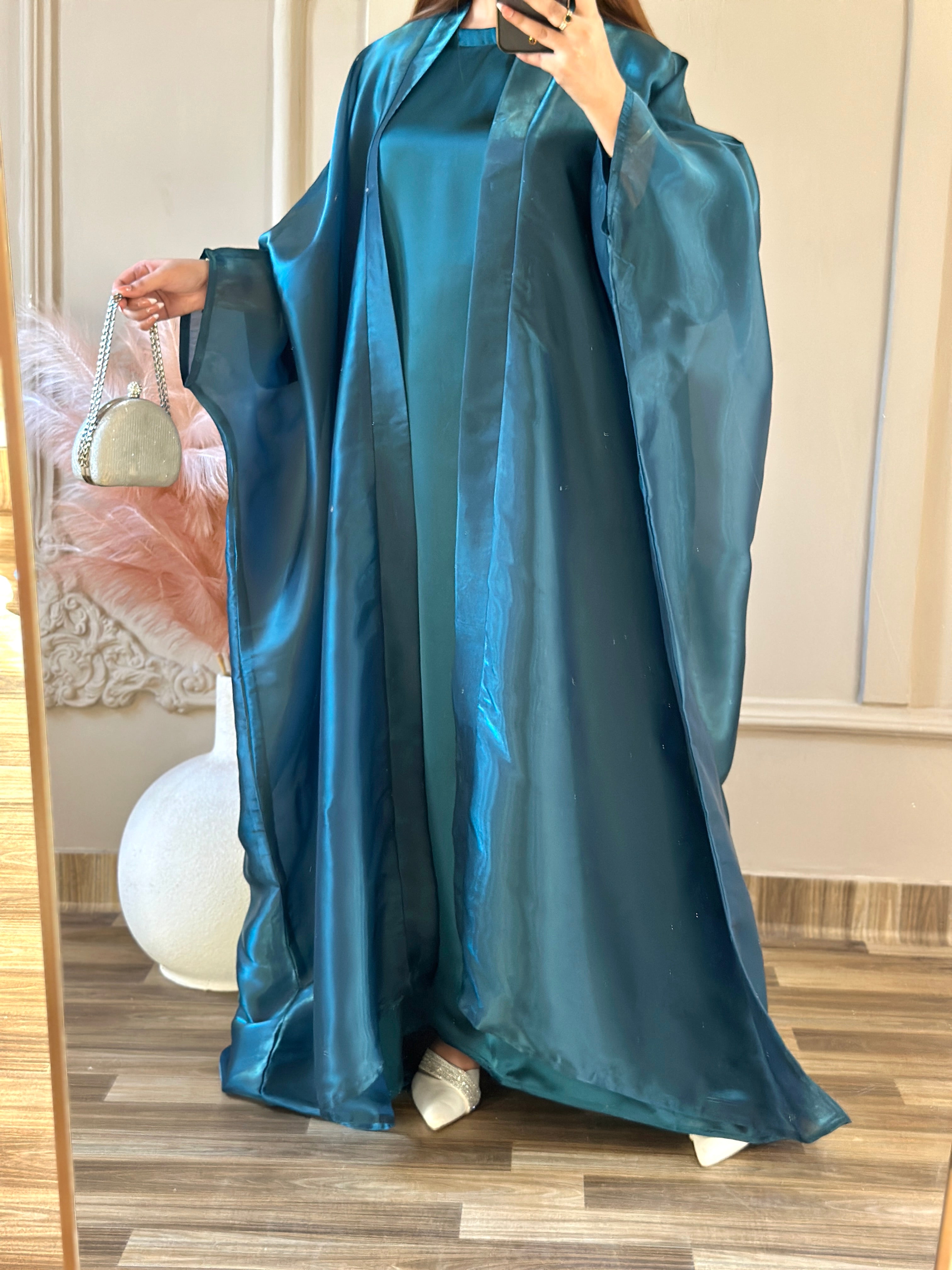 Moonveil Abaya-Teal