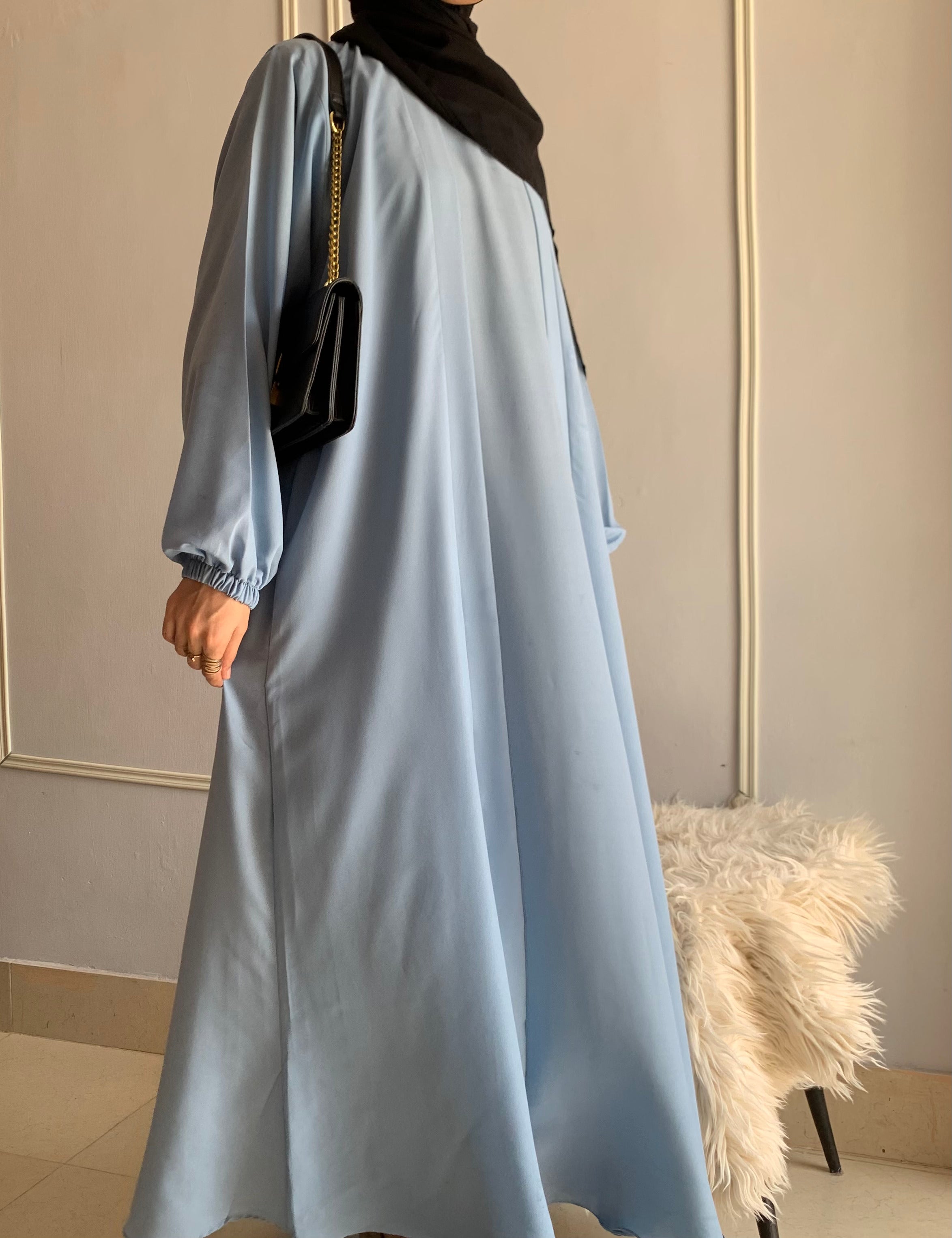 Aira - Kimono Abaya with attached inner - Sky Blue