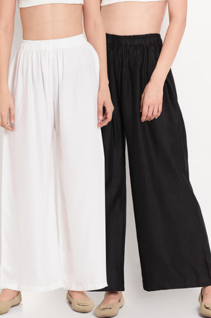 Pack of 2 Plazzo Trousers For Women In Cotton- Bundle of 2