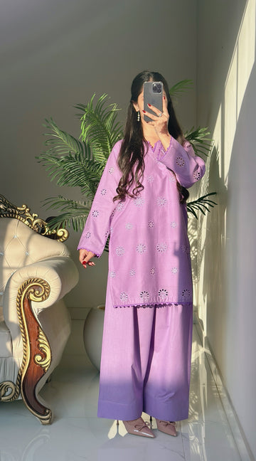 FLORA- 2PC COTTON COORD SET- LILAC