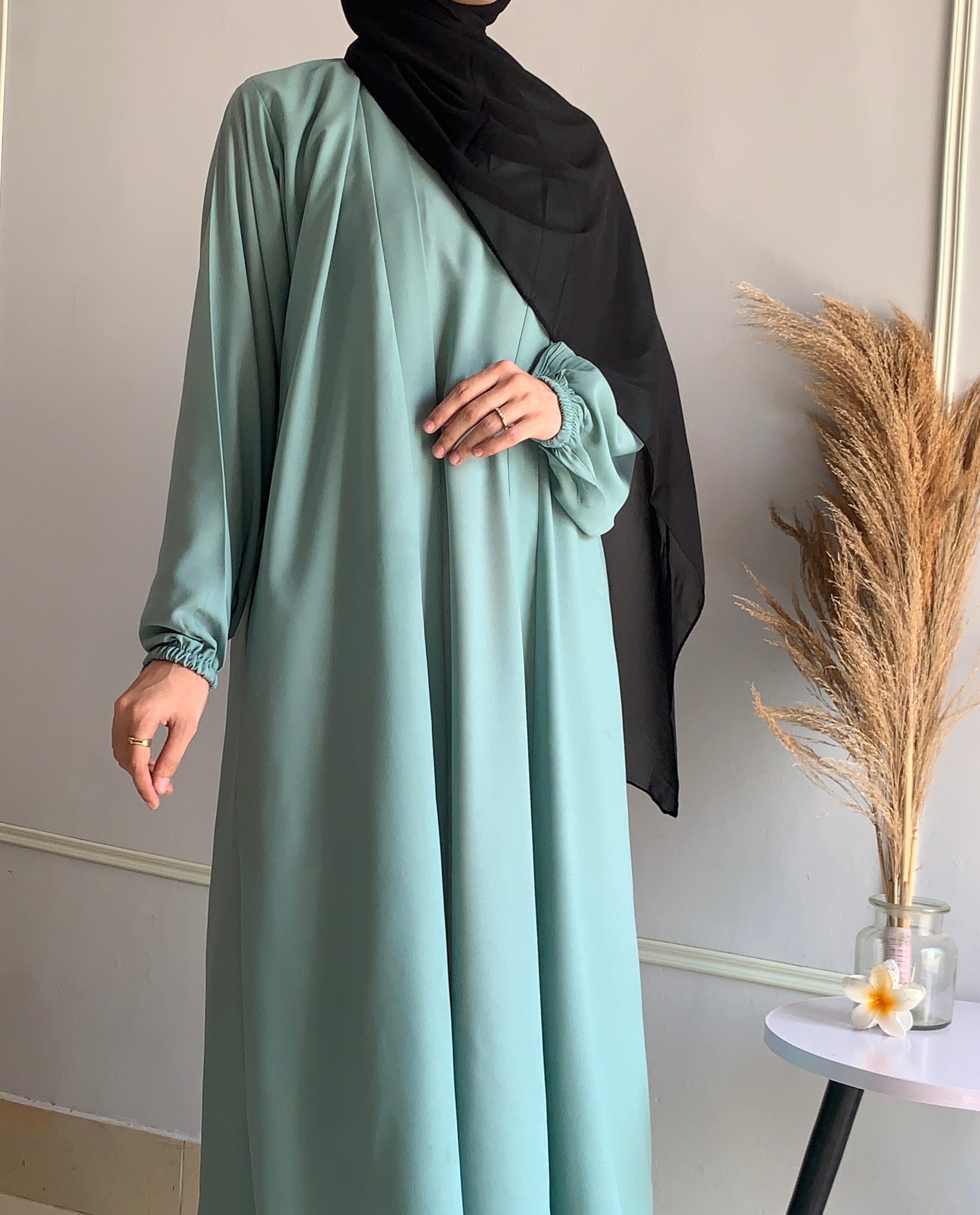Aira - Kimono Abaya with attached inner - Sage