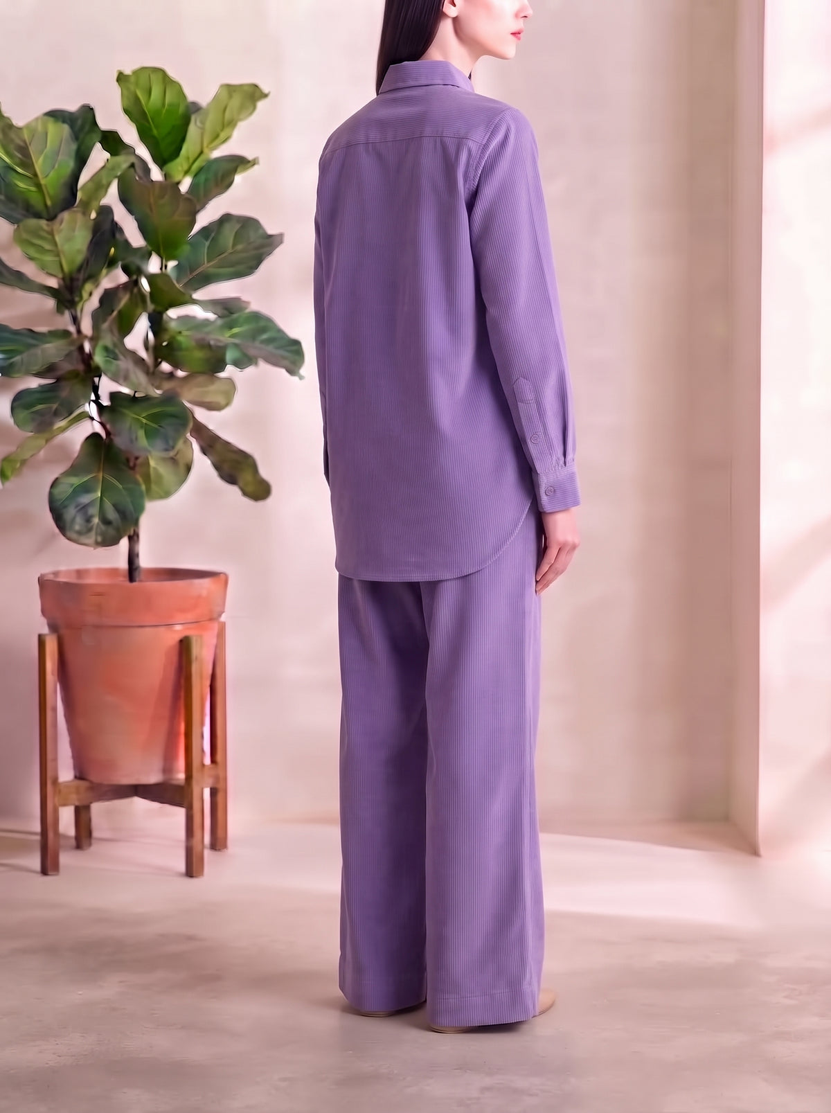 Button-Down Co-Ord Set - Lavender