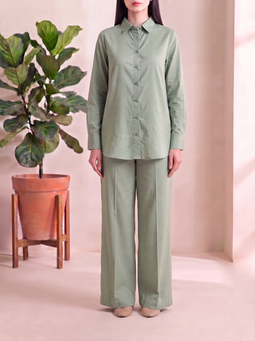 Button-Down Co-Ord Set - Sage Green