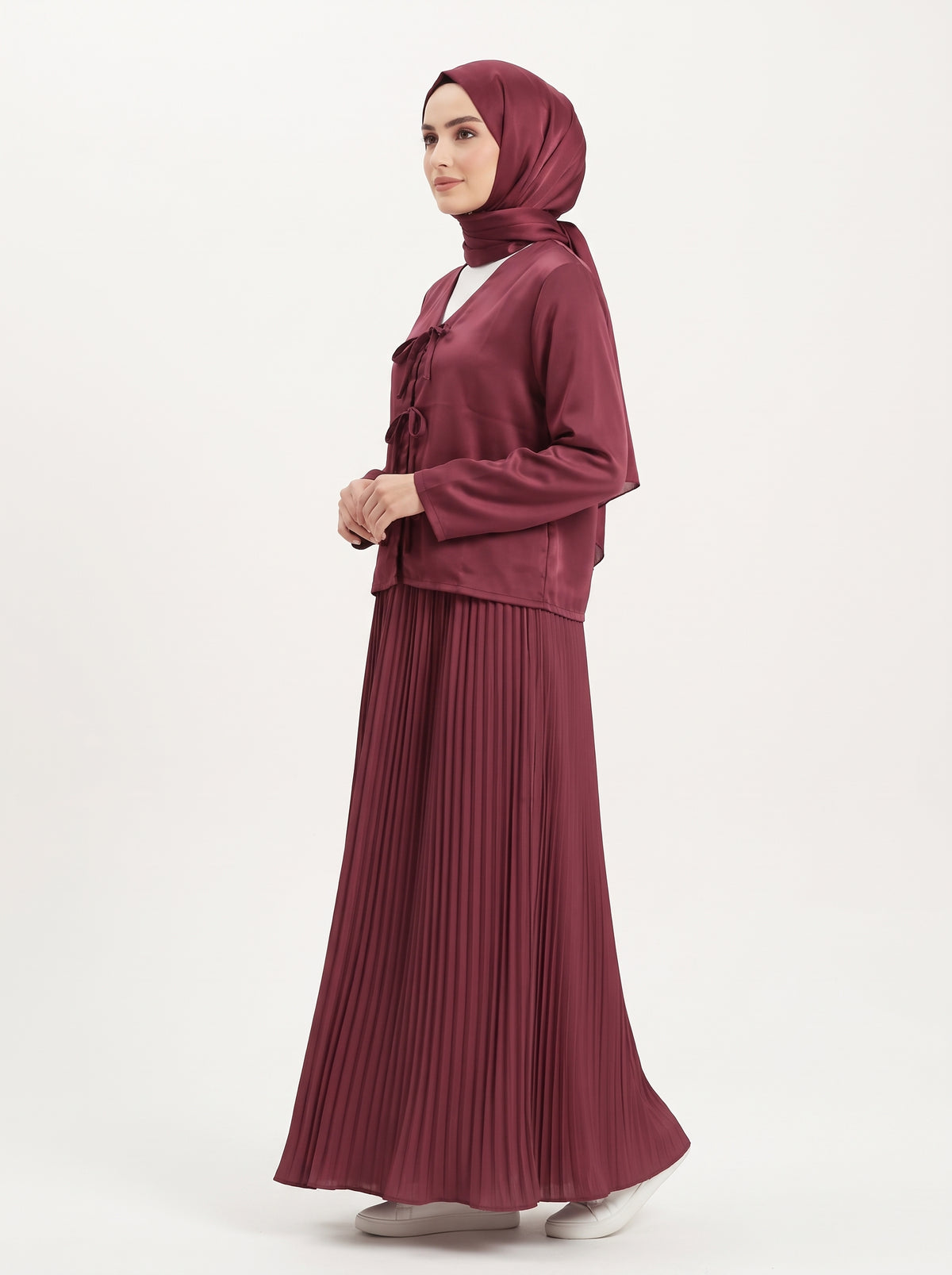 Pleated Skirt Top – Wine