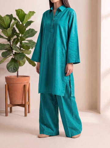 SOLACE- 2PC COTTON COORD SET- TEAL