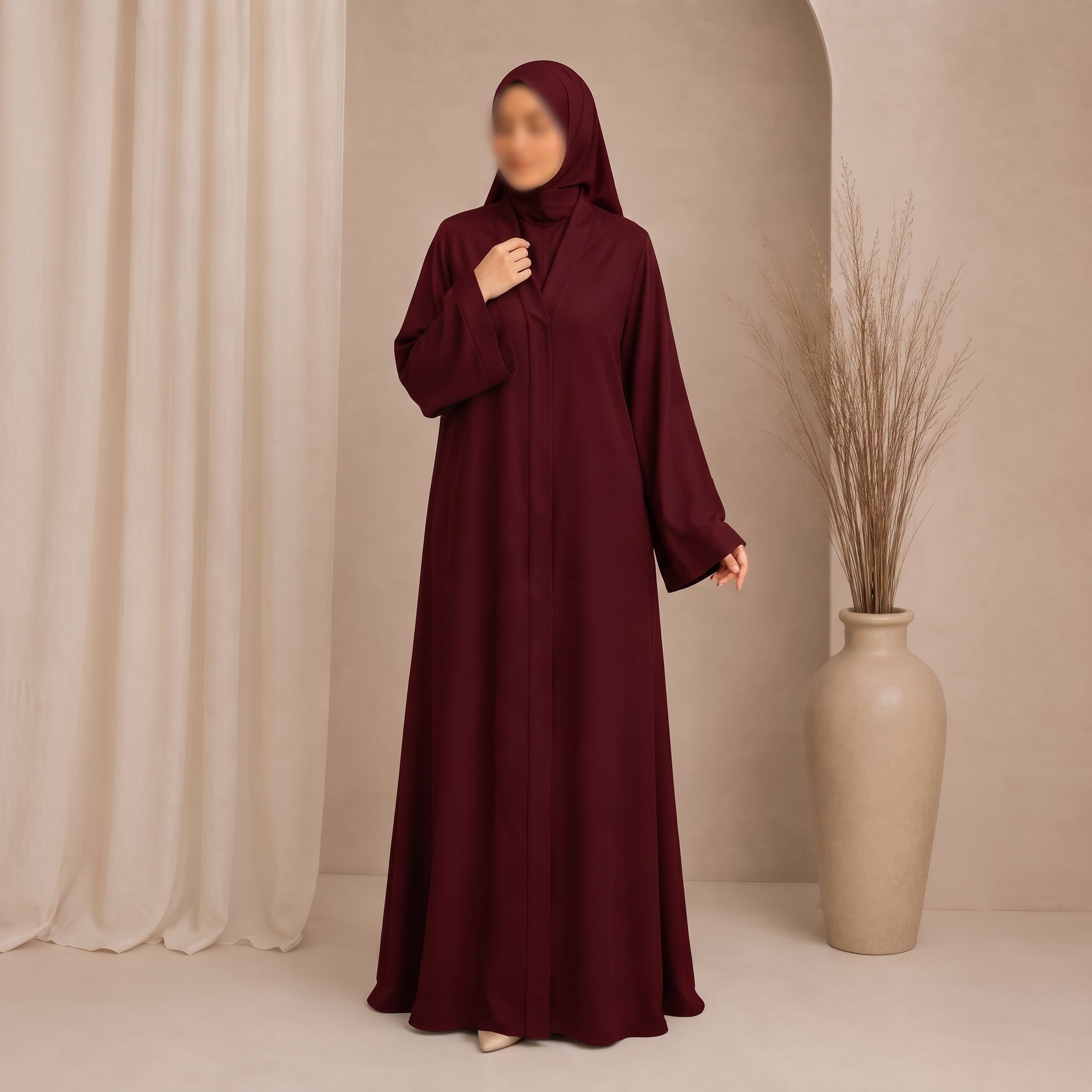 Everyday Front Open Abaya - Vine