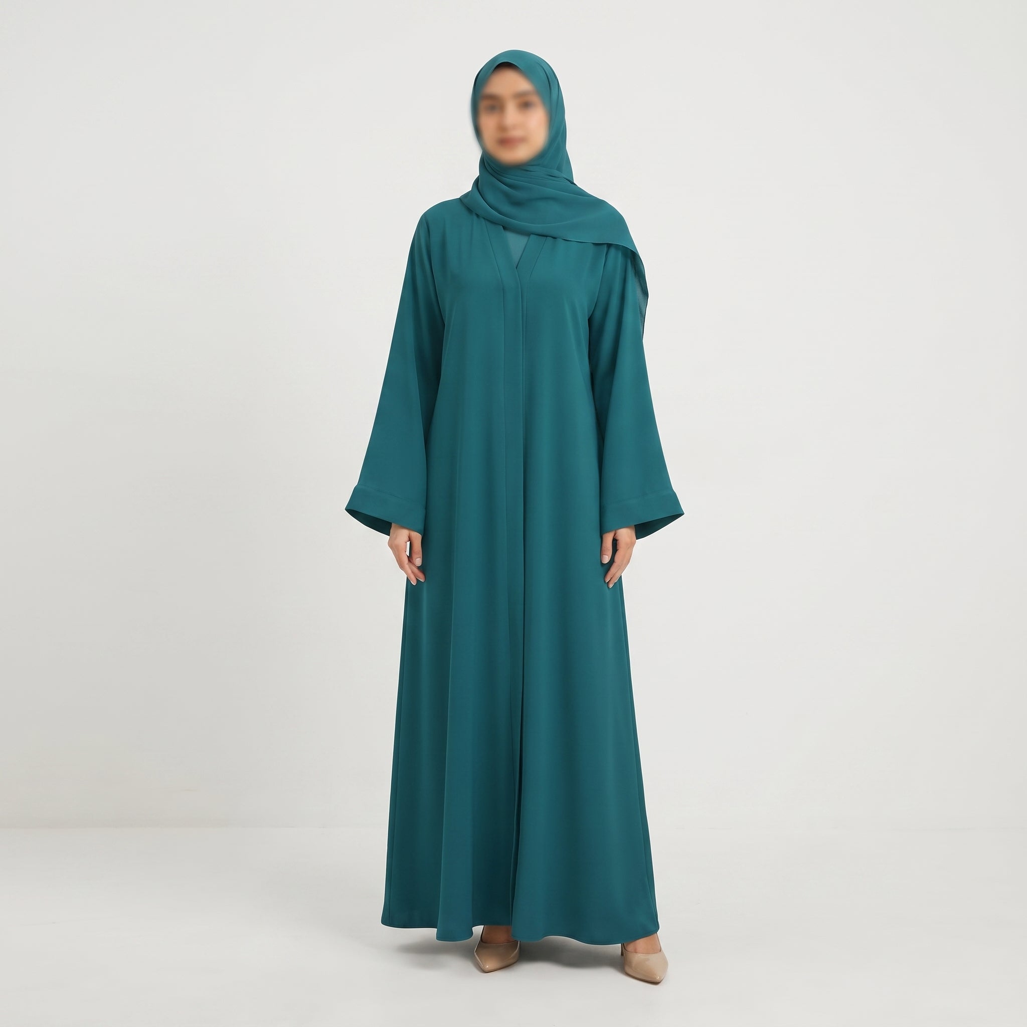 Everyday Front Open Abaya - Sea Green