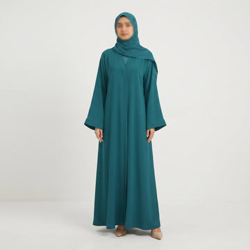 Everyday Front Open Abaya - Sea Green