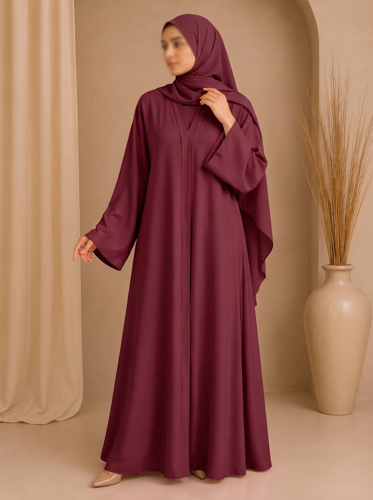 Everyday Front Open Abaya - Matcha
