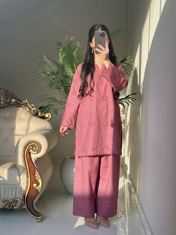 FLORA- 2PC COTTON COORD SET- TEA PINK