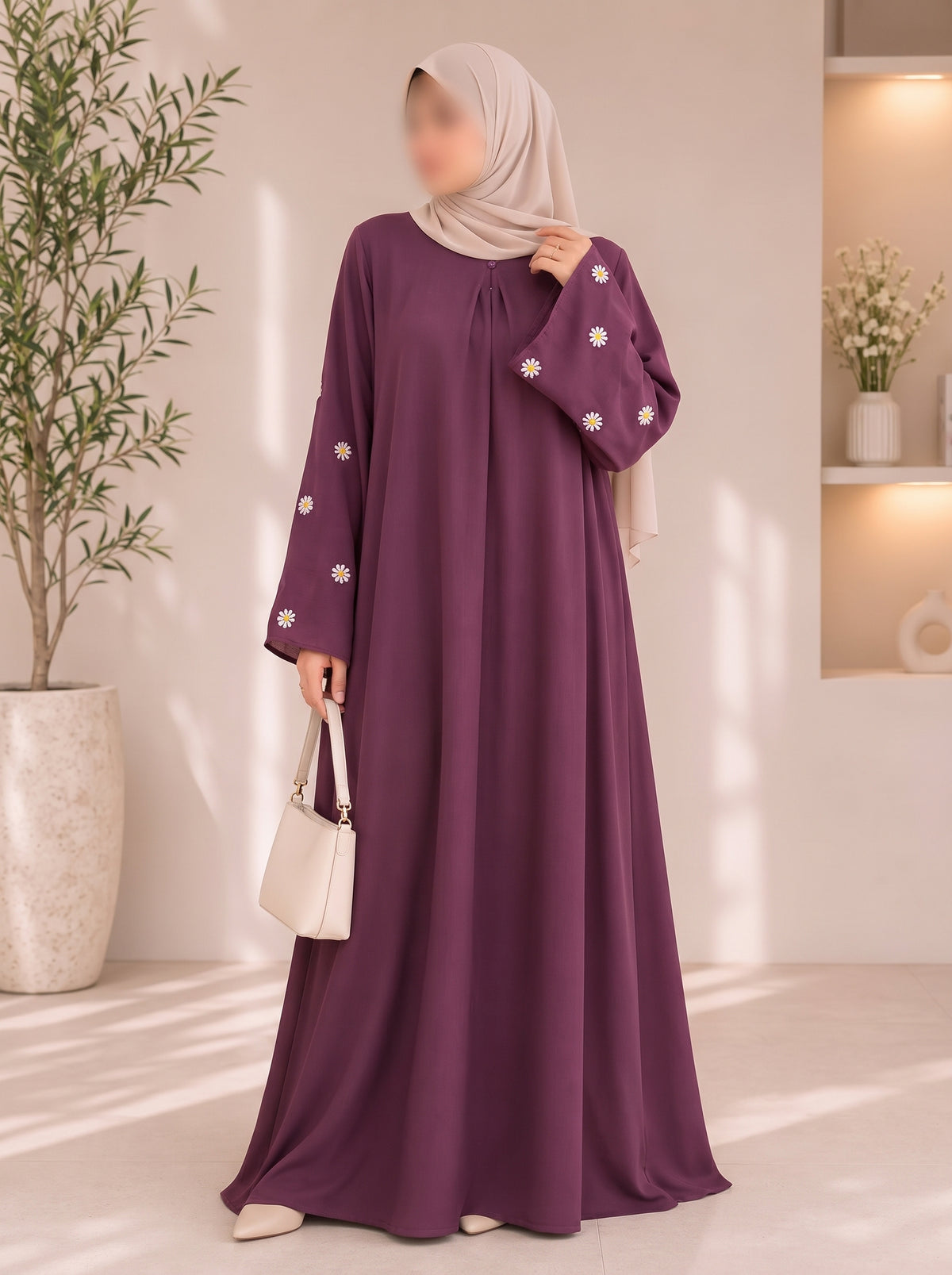 Bloomline Everyday Abaya- Mauve