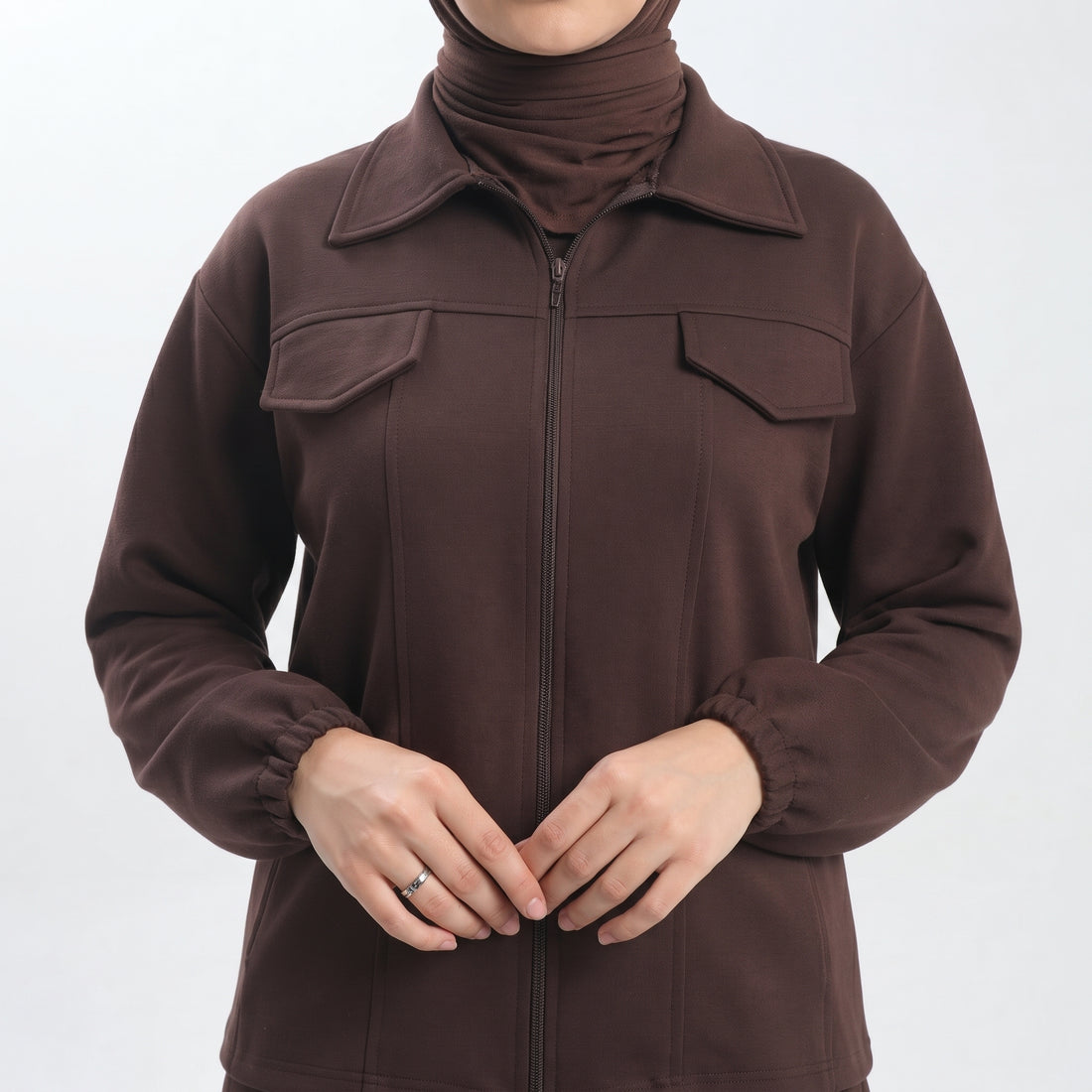 Two-Piece Fleece Modest Set â?? Dark Brown