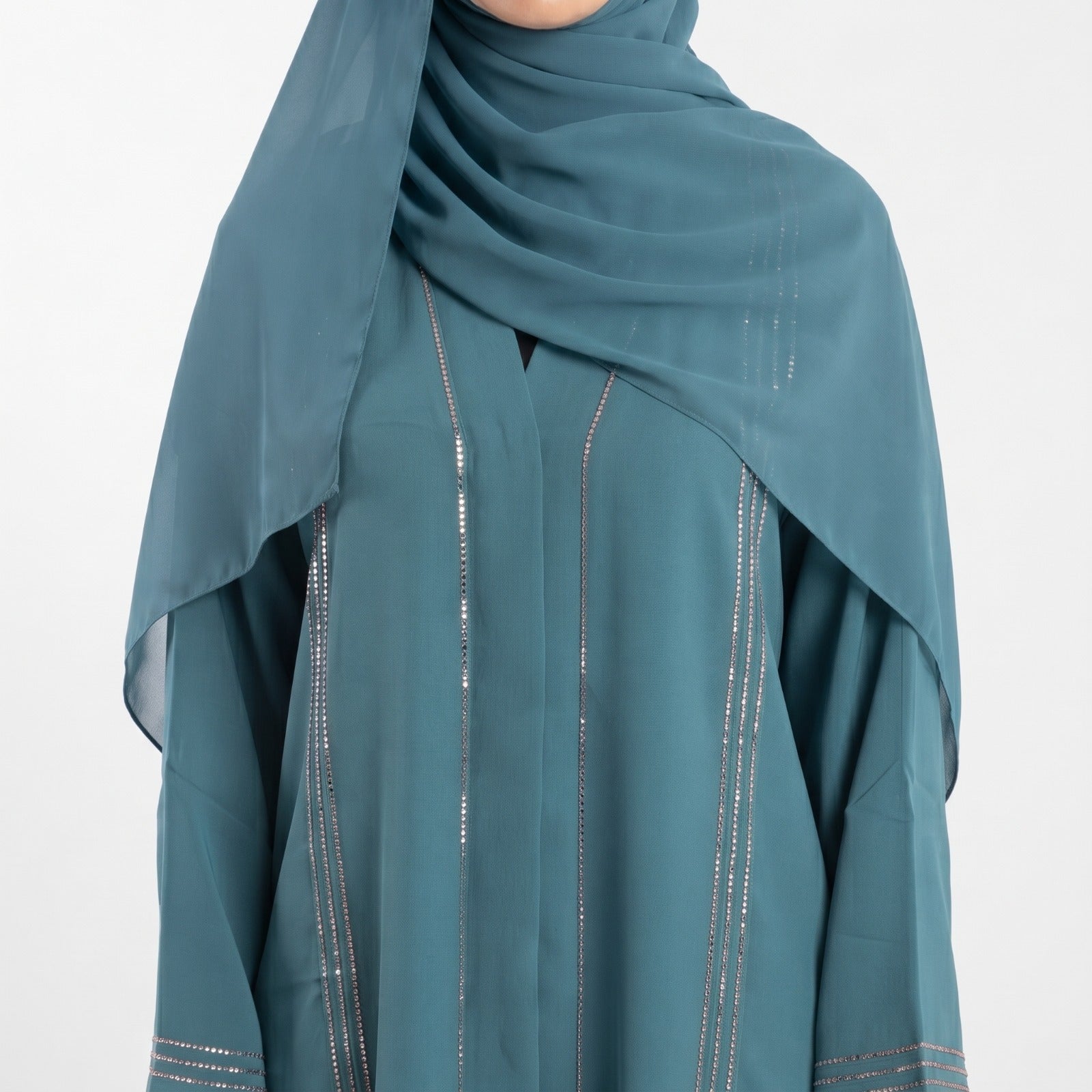Rimal Embellished Abaya- Sea Green