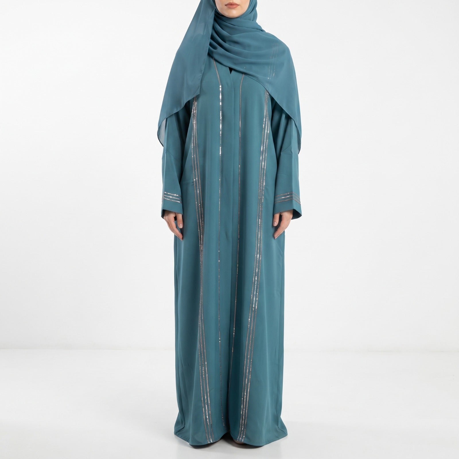 Rimal Embellished Abaya- Sea Green
