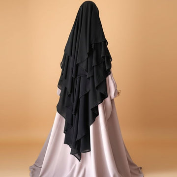3 Layer Butterfly Khimar + Niqab Set - Black