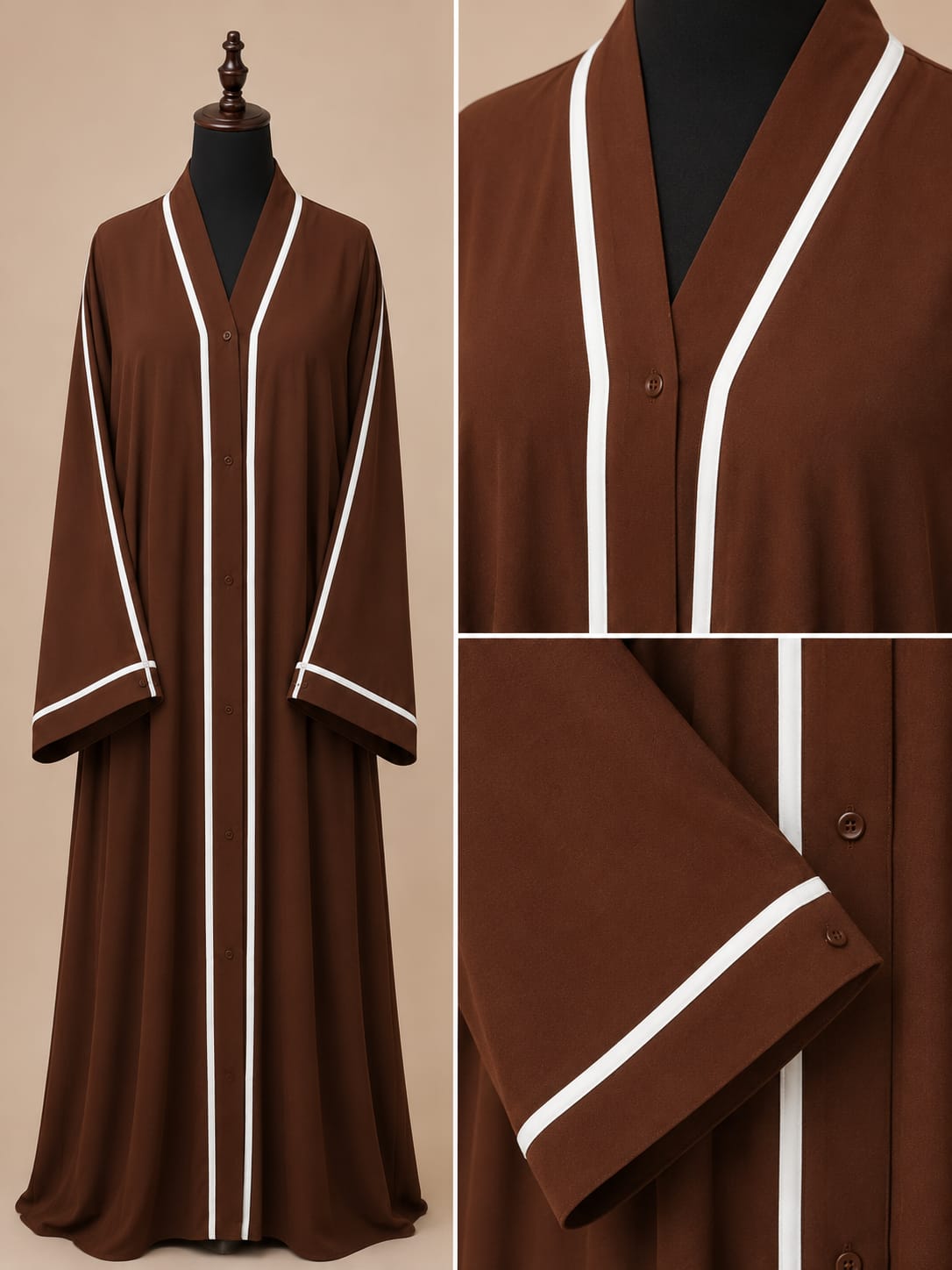 Pure Line Abaya- Brown