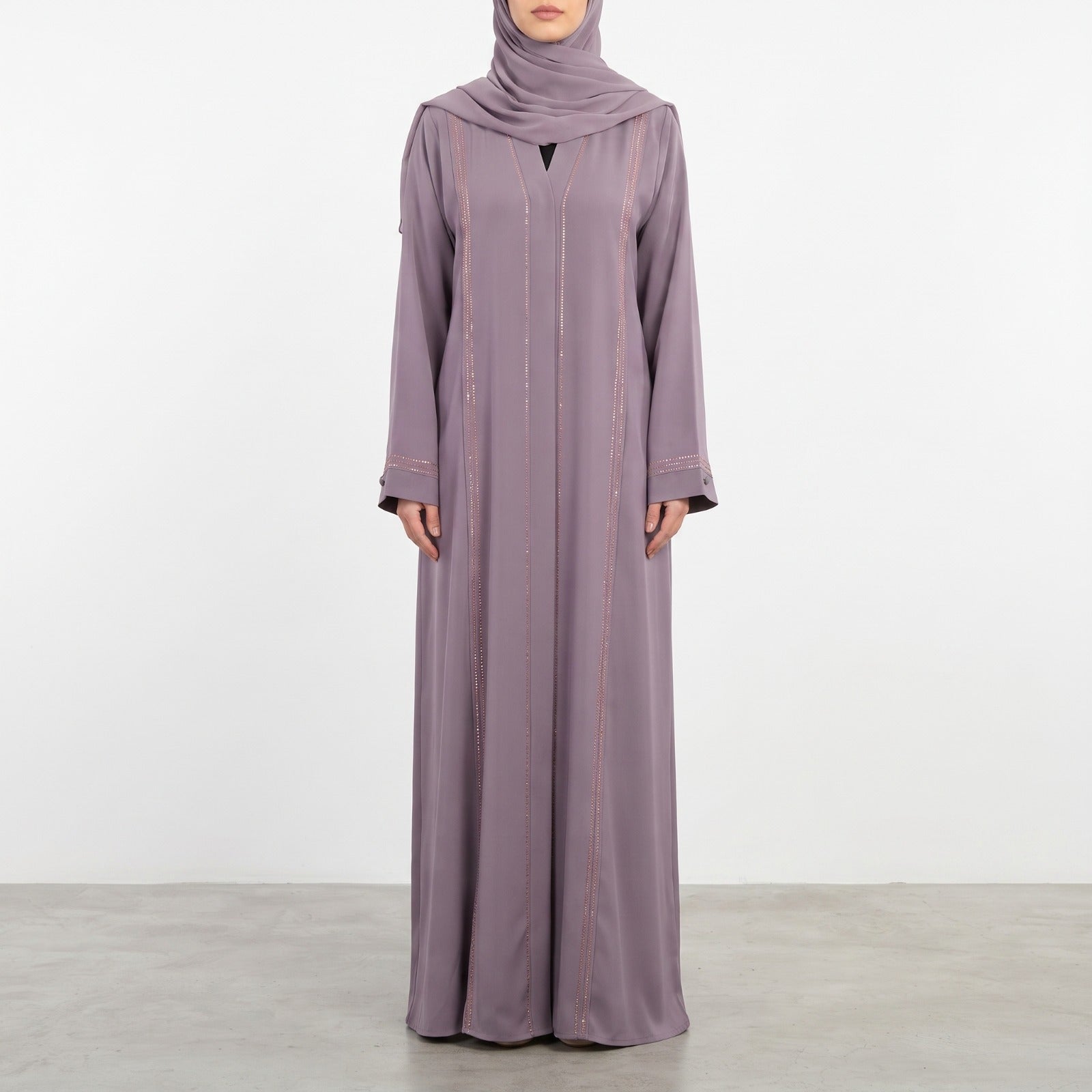 Rimal Embellished Abaya- Mauve