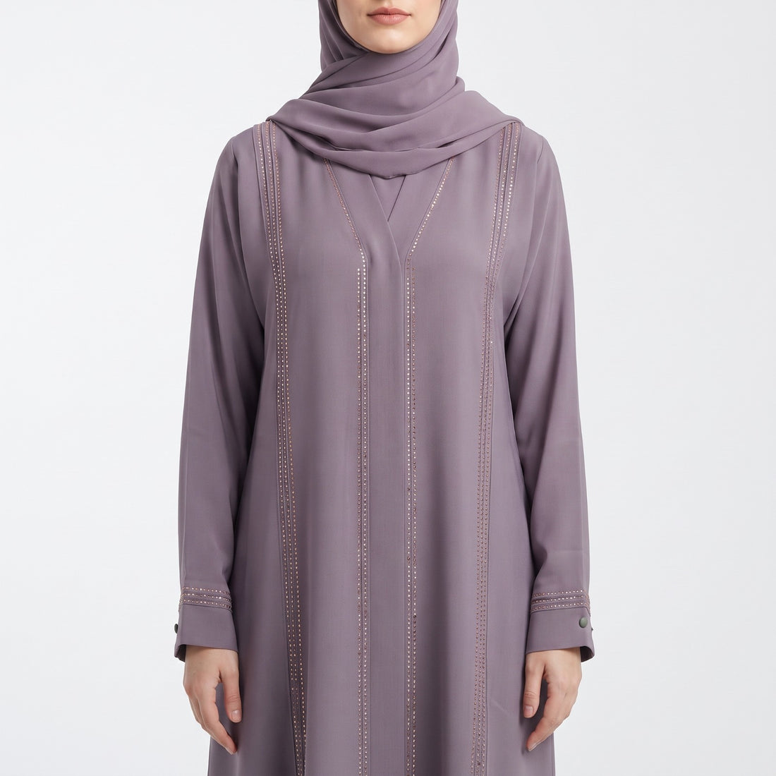 Rimal Embellished Abaya- Mauve