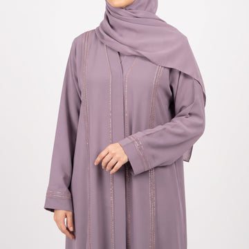 Rimal Embellished Abaya- Mauve