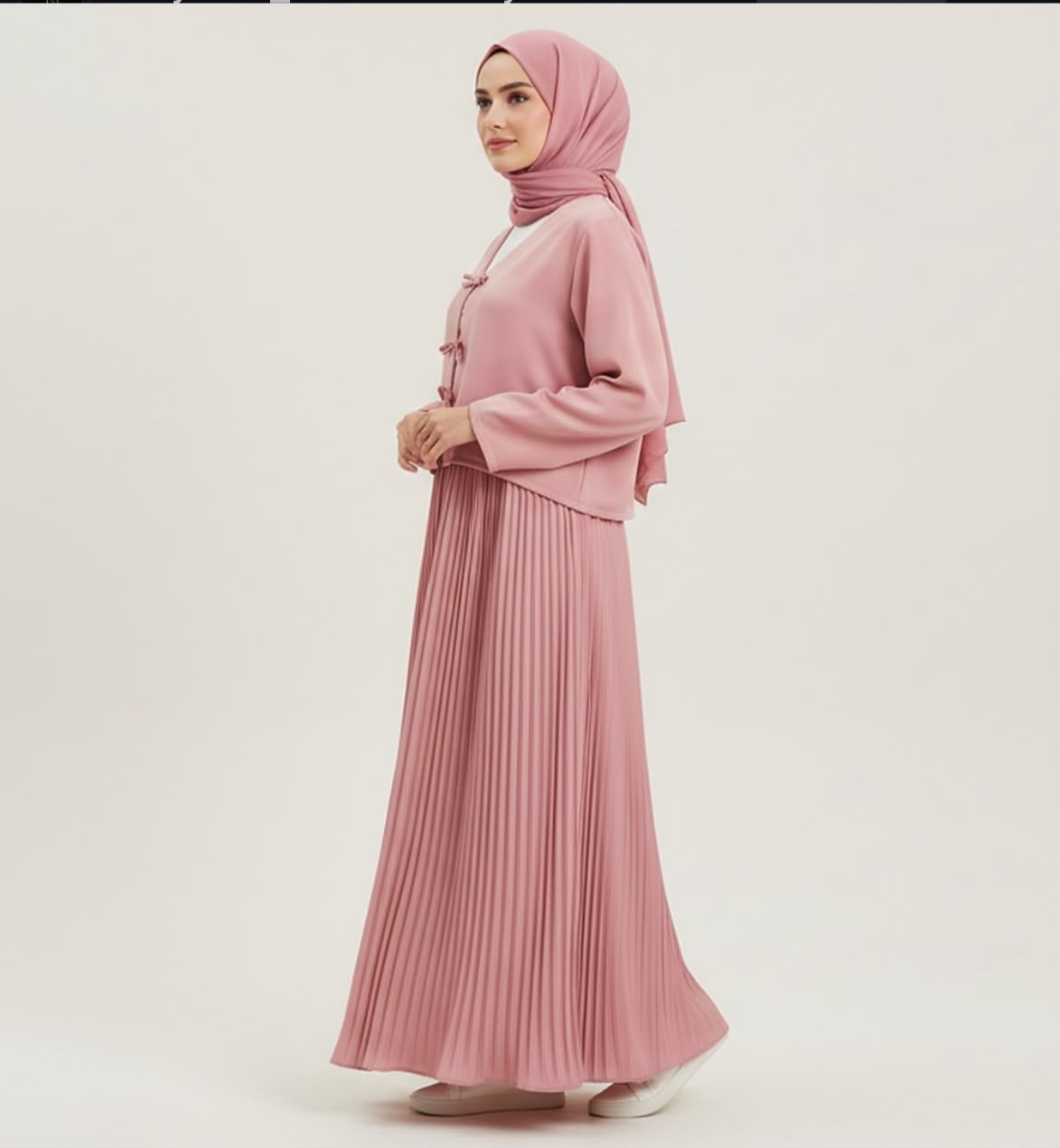 Pleated Skirt  Top - Rose