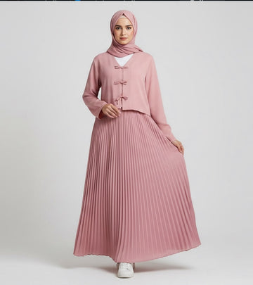 Pleated Skirt  Top - Rose