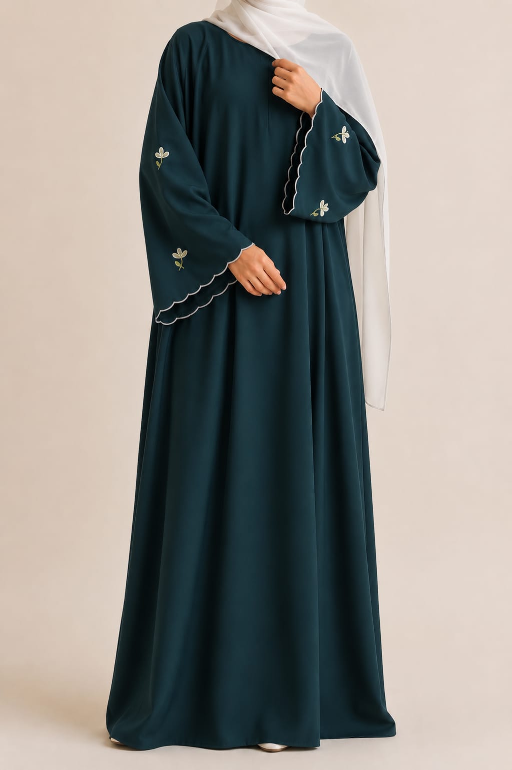 LILIA - Embroidered Abaya - Teal