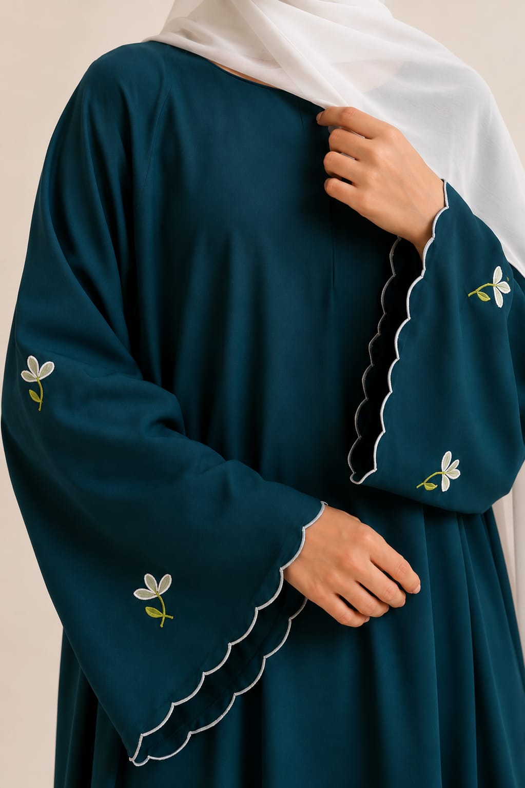 LILIA - Embroidered Abaya - Teal
