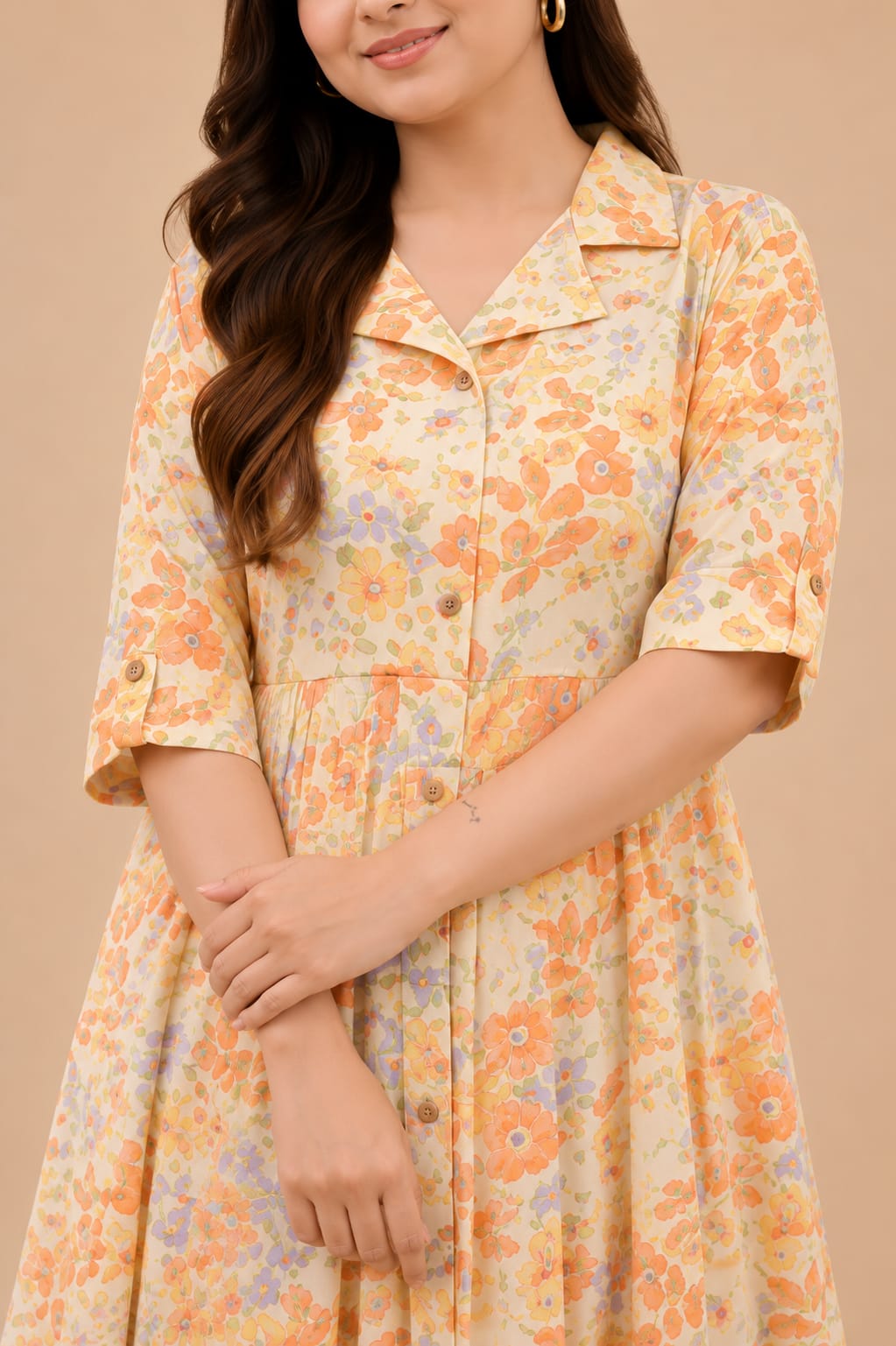 Floral Cotton A Line Dress