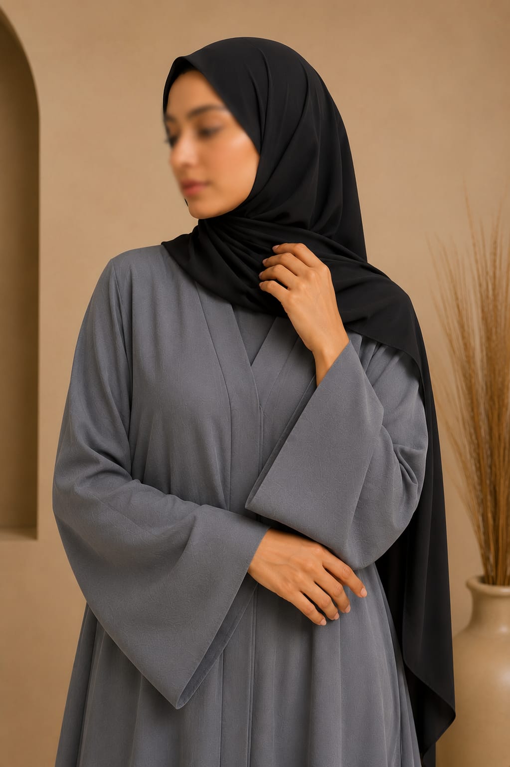 Everyday Front Open Abaya - Ash