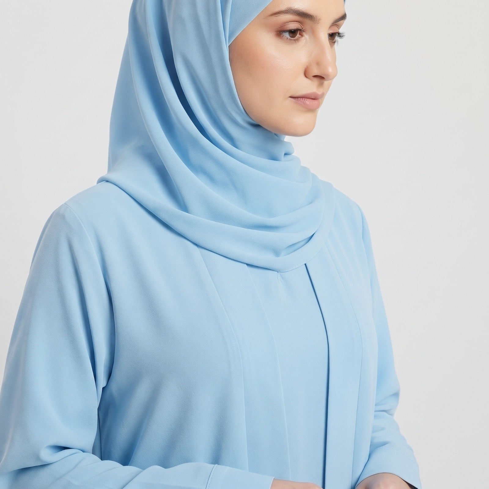 Aira - Kimono Abaya with attached inner - Sky Blue