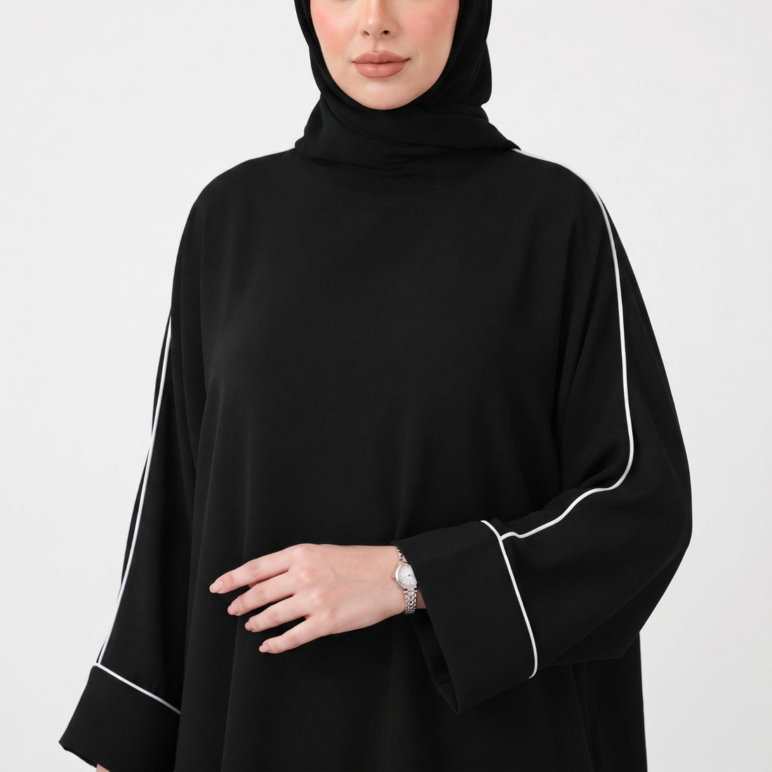 Piping Abaya- Black