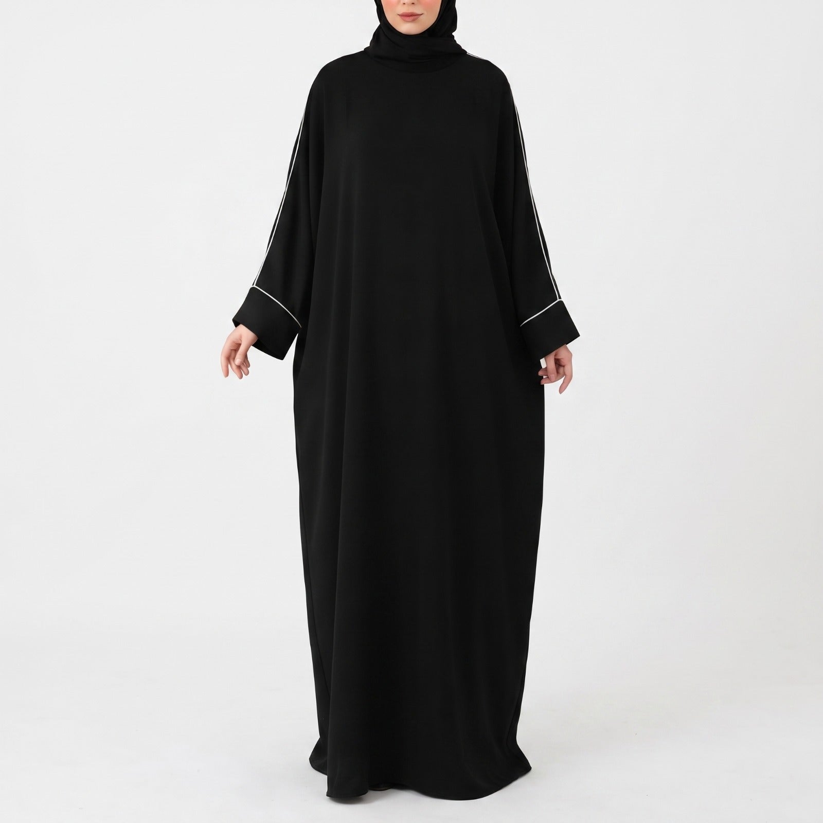 Piping Abaya- Black