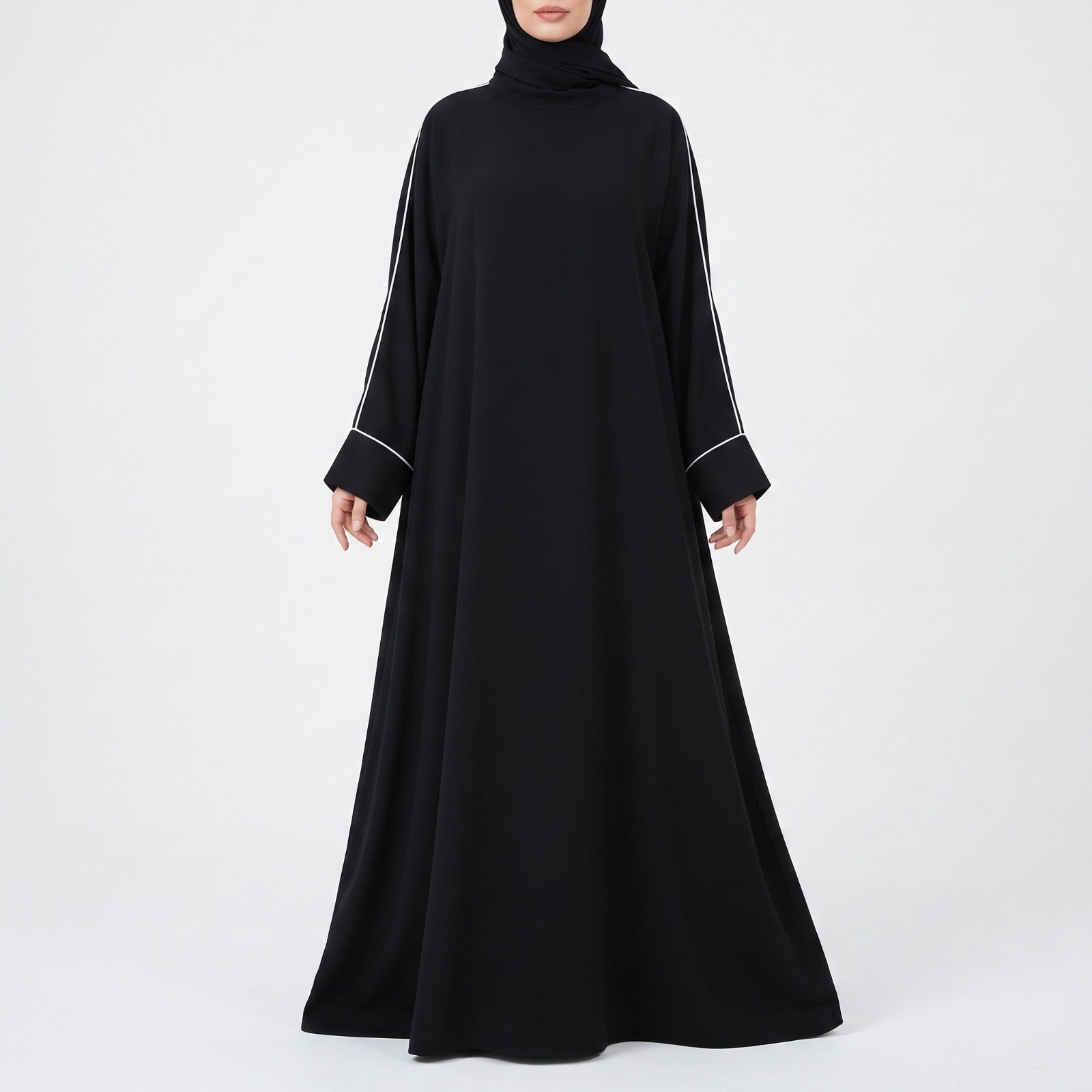Piping Abaya- Black