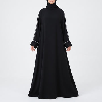 Piping Abaya- Black