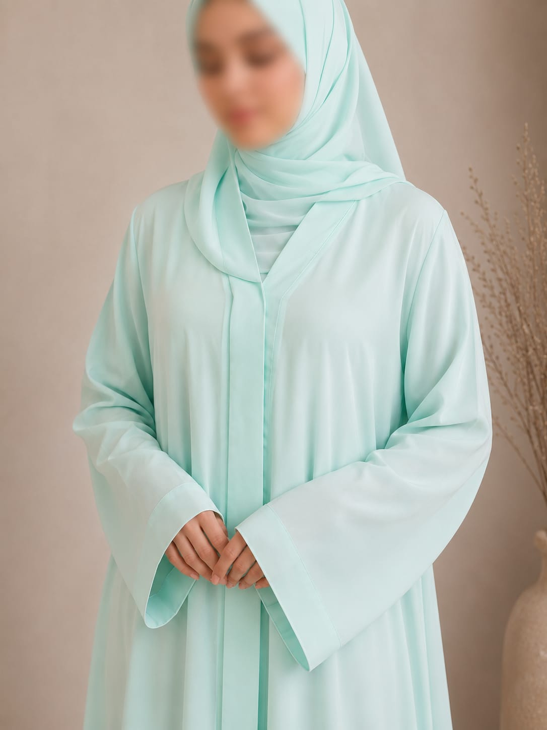 Everyday Front Open Abaya - Aqua