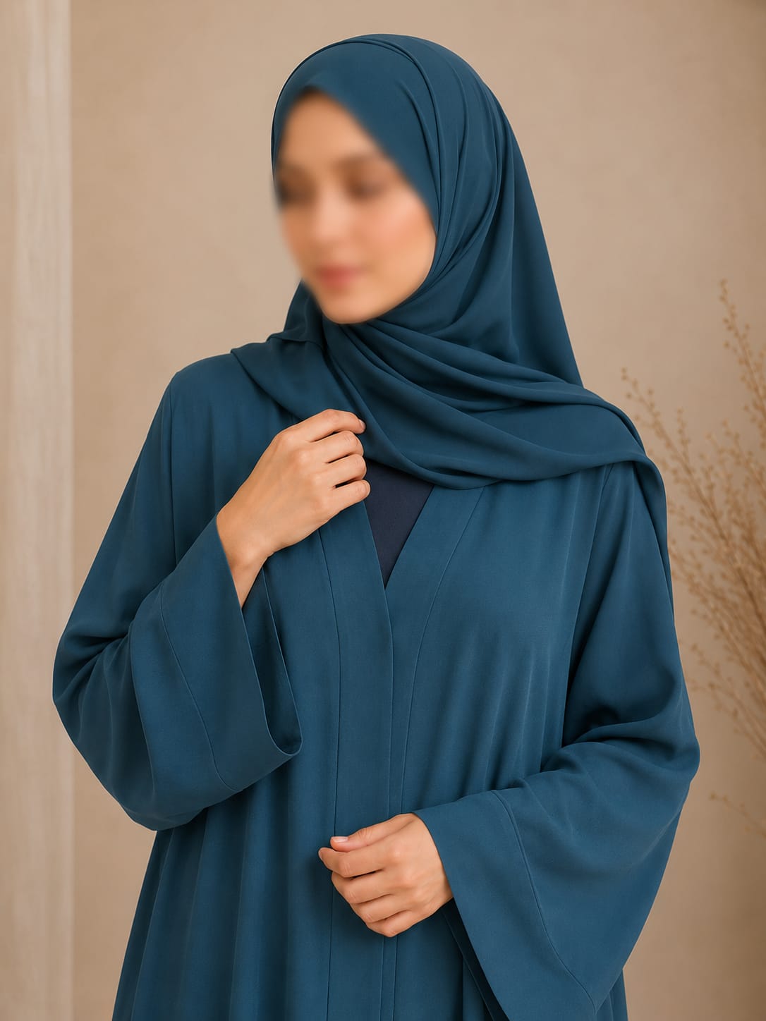 Everyday Front Open Abaya - Teal