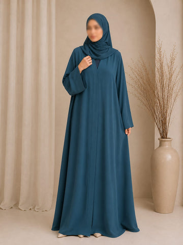 Everyday Front Open Abaya - Teal