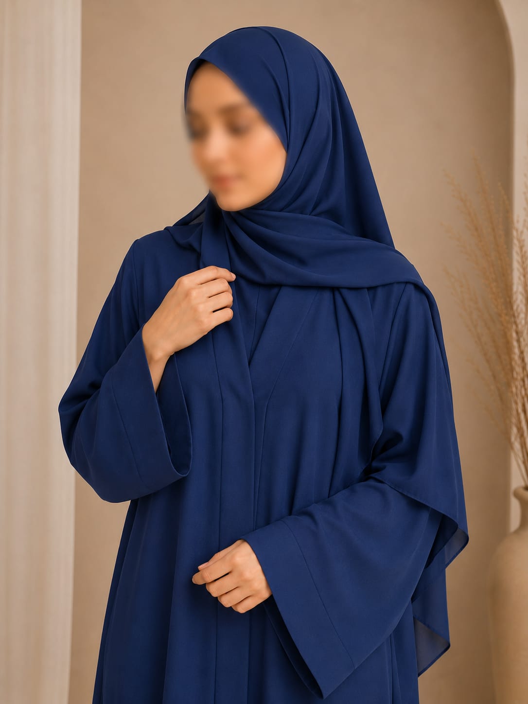 Everyday Front Open Abaya - Navy Blue